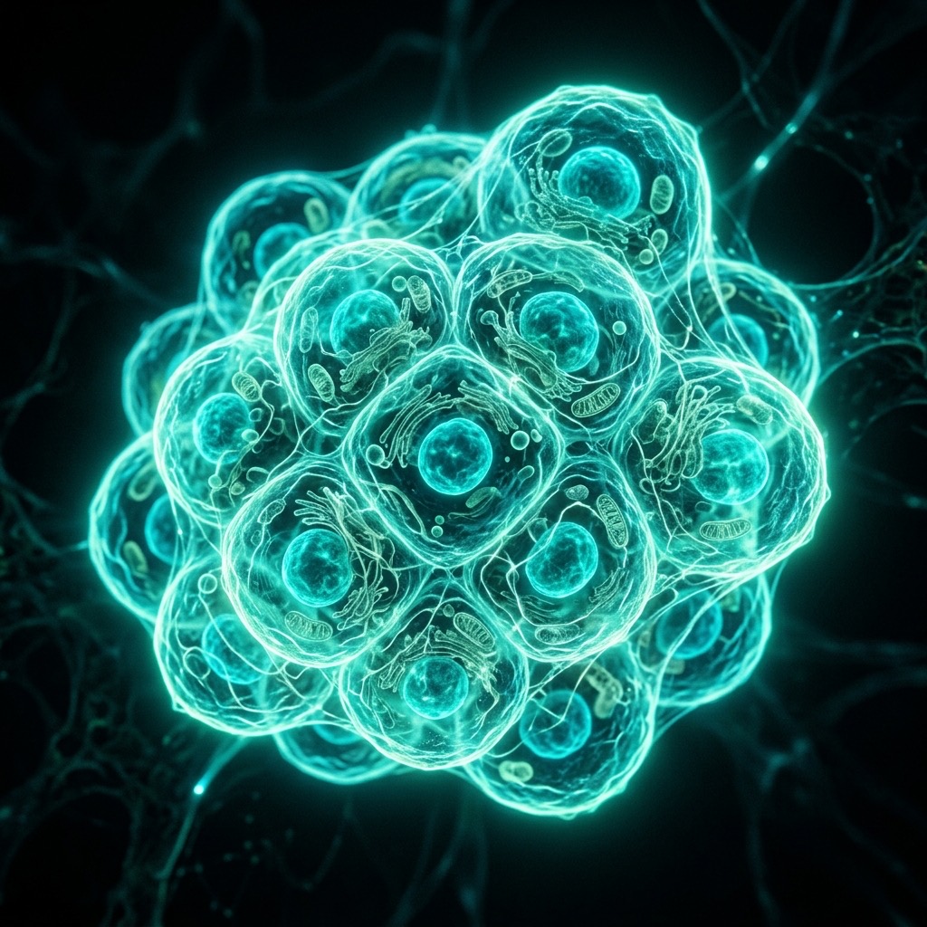 Illustration of cellular structures, representing the biology beneath a blood panel